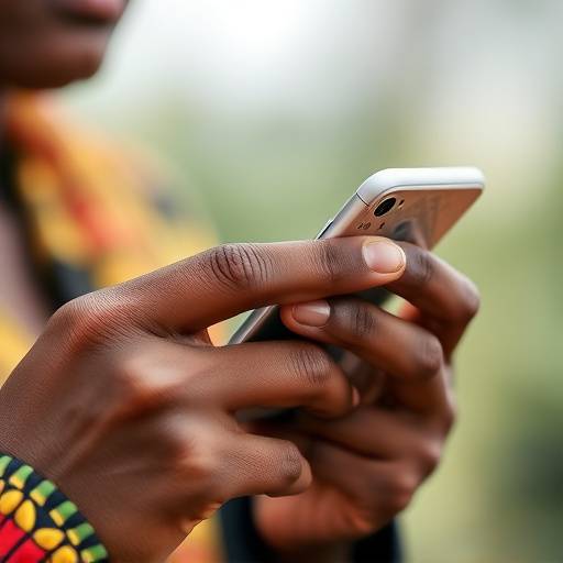 Illustration of a Ugandan using mobile money on their phone