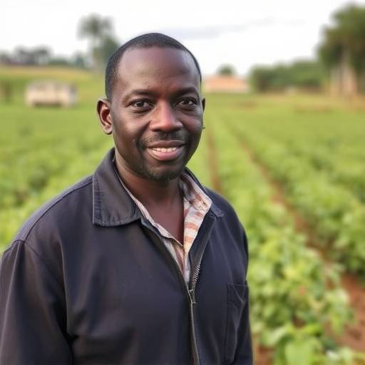 Joseph Mwase standing in his thriving farm
