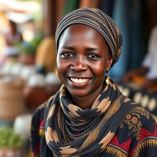 Portrait of Sarah Nakimuli, a successful market vendor
